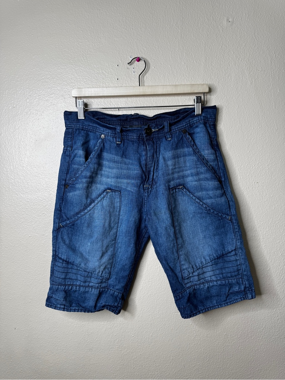 A|X Armani Exchange Shorts Men’s 30 Blue Lightweight Linen Blend Summer Bermuda
